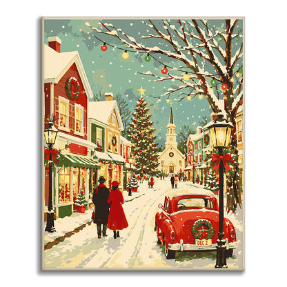 Vintage-Weihnachtsstraße – Malen nach Zahlen