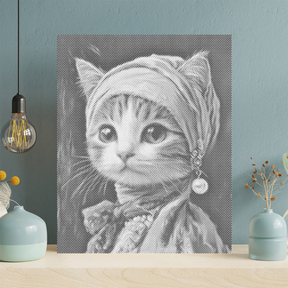 Katze mit Perlenohrring – Punktmalerei