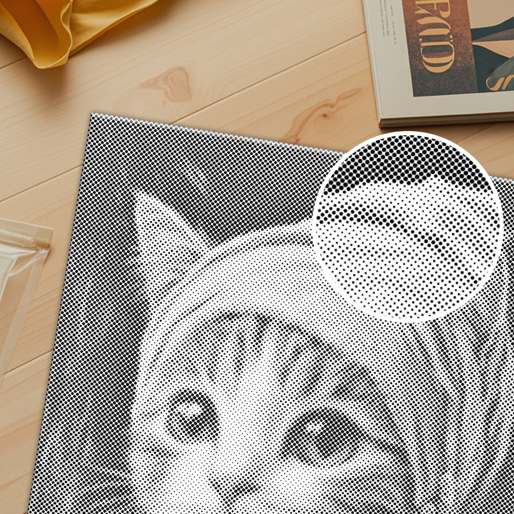 Katze mit Perlenohrring – Punktmalerei
