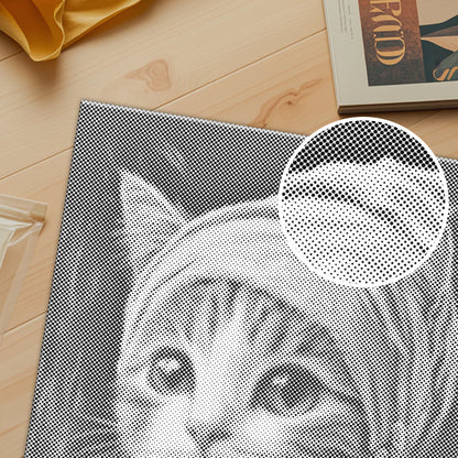 Katze mit Perlenohrring – Punktmalerei