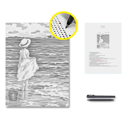 Mädchen am Strand – Punktmalerei