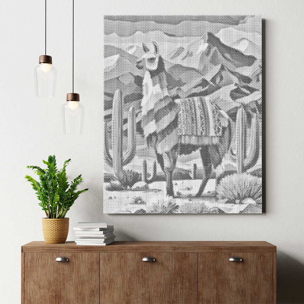 Lama mit Punktmalerei