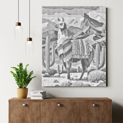 Lama mit Punktmalerei