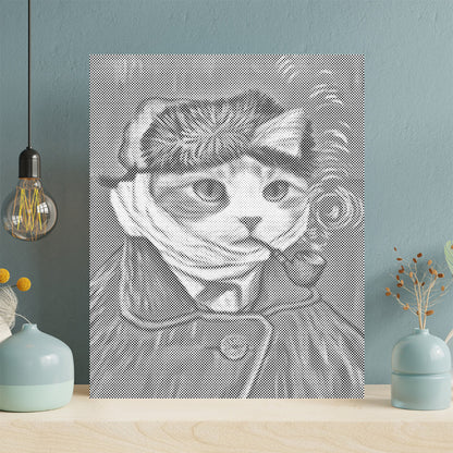Selbstporträt der Katze – Punktmalerei
