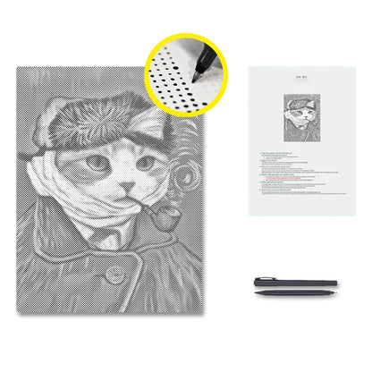 Selbstporträt der Katze – Punktmalerei