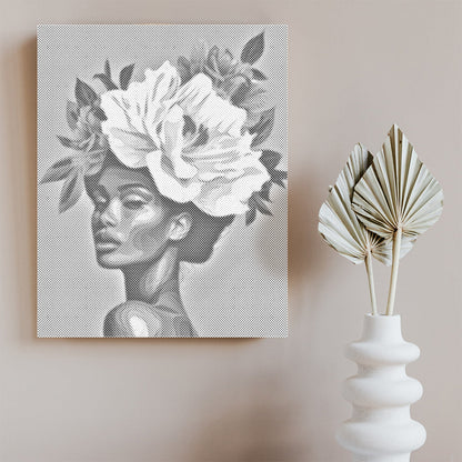 Frau mit Blumenhaar - Punktmalerei