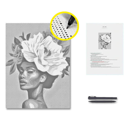 Frau mit Blumenhaar - Punktmalerei