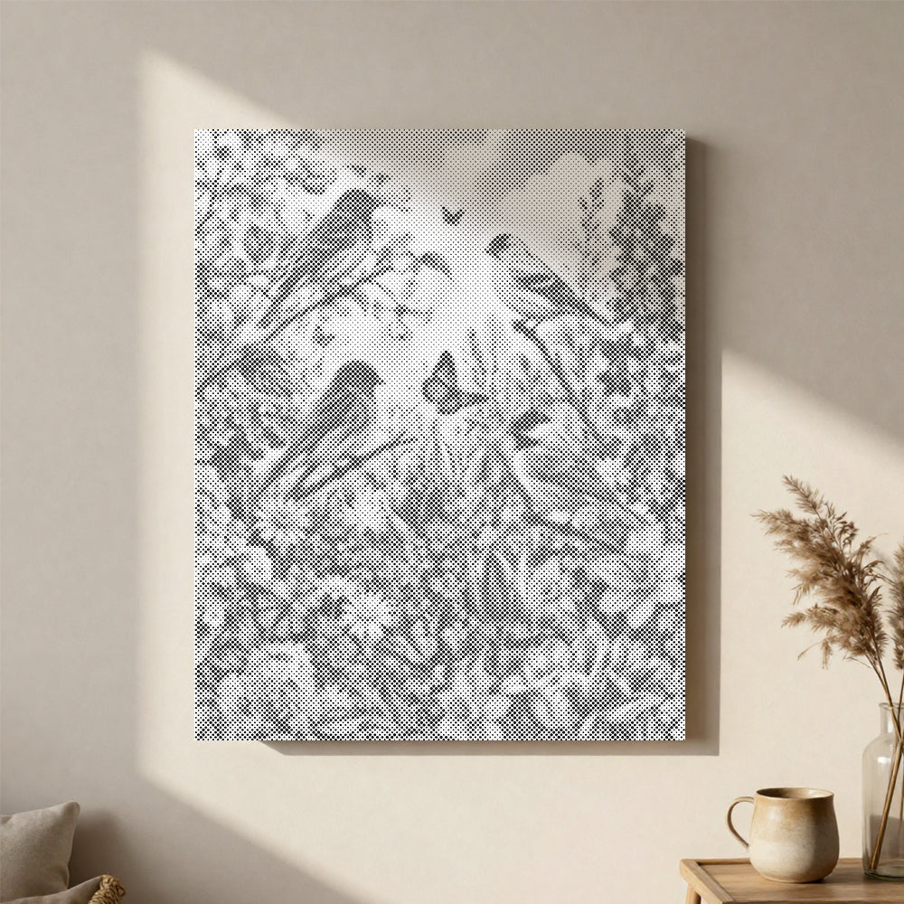 Frühlingsgarten mit Singvogel - Punktmalerei Set