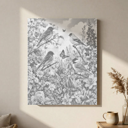 Frühlingsgarten mit Singvogel - Punktmalerei Set