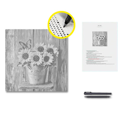 Sonnenblumen auf einem Holzstuhl - Punktmalerei Set