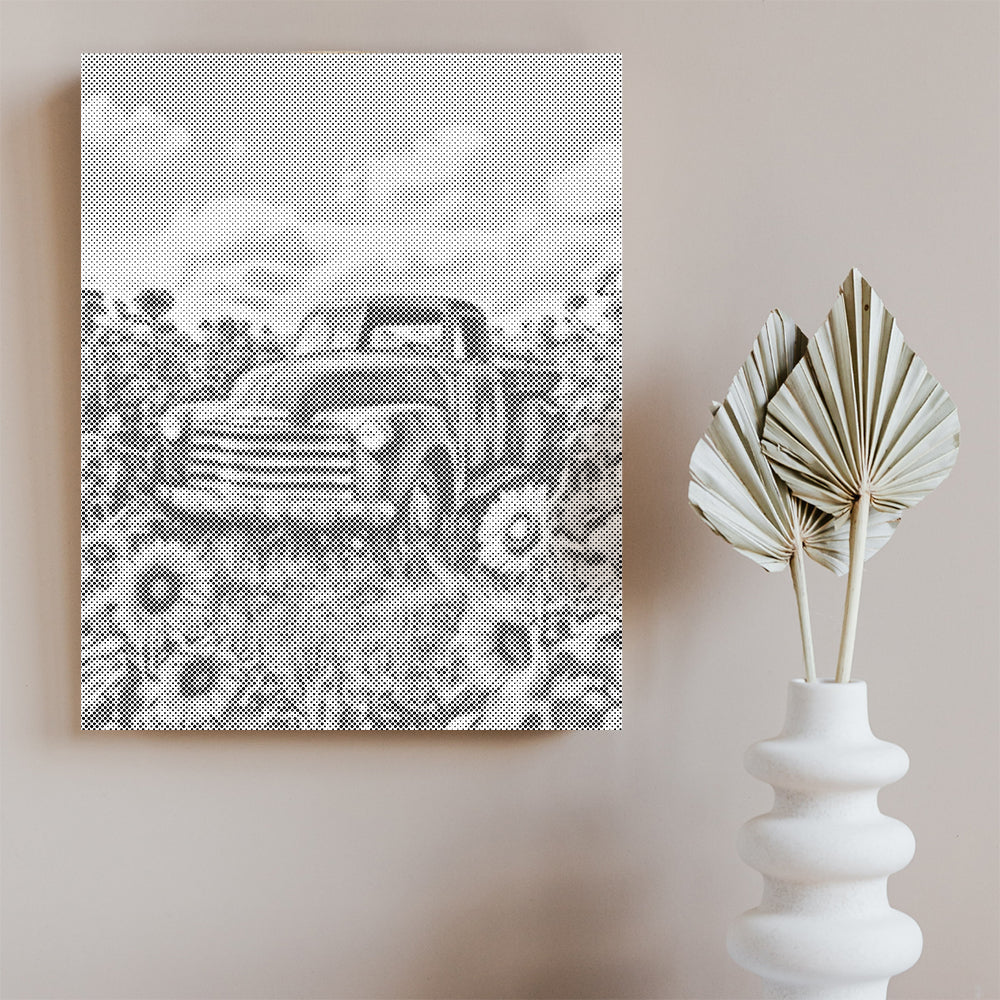 Vintage-Truck zwischen Sonnenblumen - Punktmalerei Set