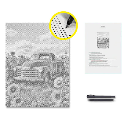 Vintage-Truck zwischen Sonnenblumen - Punktmalerei Set