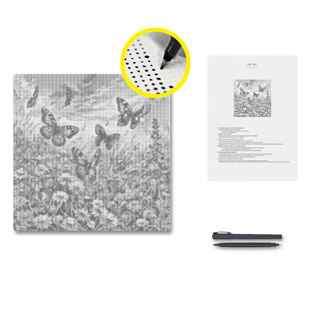 Schmetterling zwischen Blumen - Punktmalerei Set