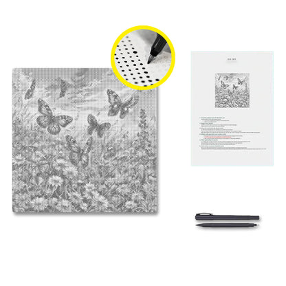 Schmetterling zwischen Blumen - Punktmalerei Set