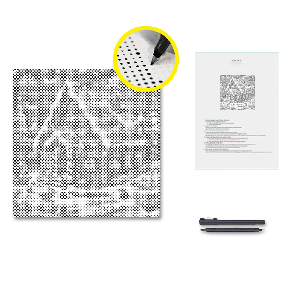 Weihnachtliches Süßigkeitenhaus - Punktmalerei Set