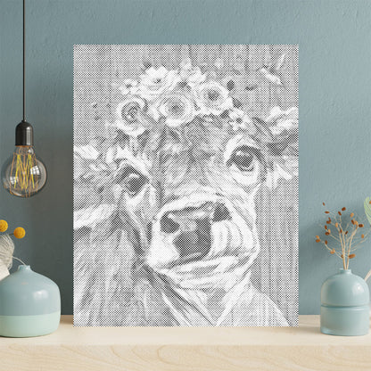 Kuh mit Blumen - Punktmalerei Set