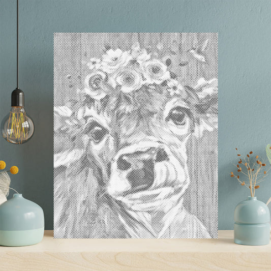 Kuh mit Blumen - Punktmalerei Set