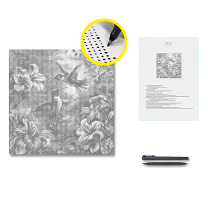 Kolibri auf bunten Blumen - Punktmalerei Set