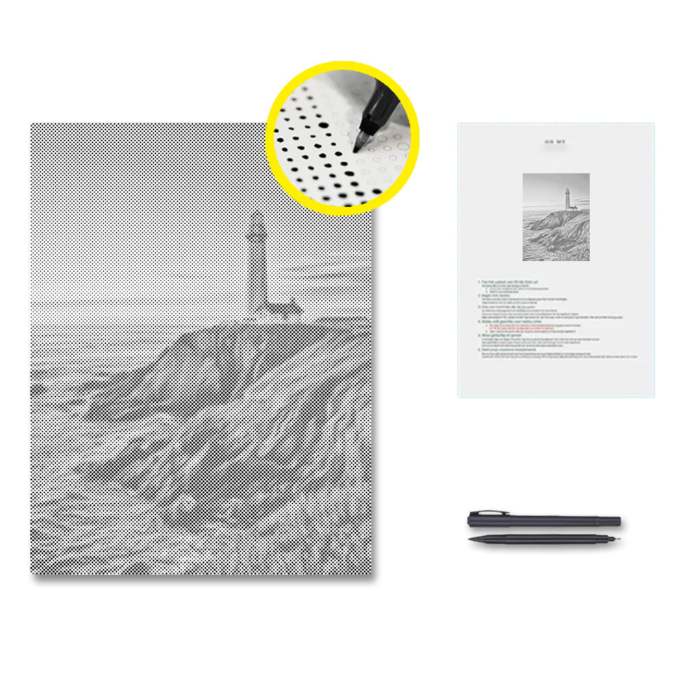Leuchtturm bei Sonnenuntergang - Punktmalerei Set