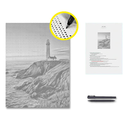 Leuchtturm bei Sonnenuntergang - Punktmalerei Set