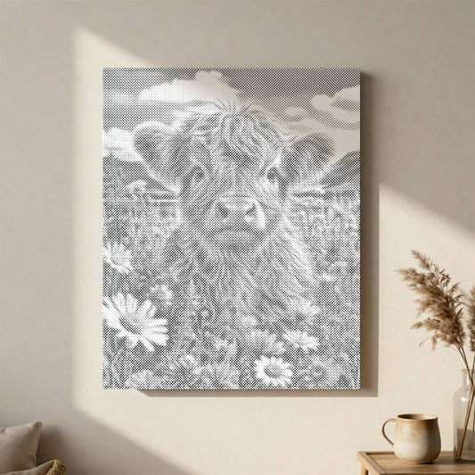 Highland-Kalb auf der Wiese - Punktmalerei Set