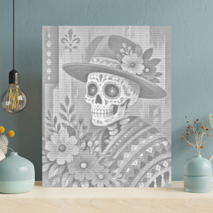 Blumen-Sugar-Skull-Festmahl - Punktmalerei Set