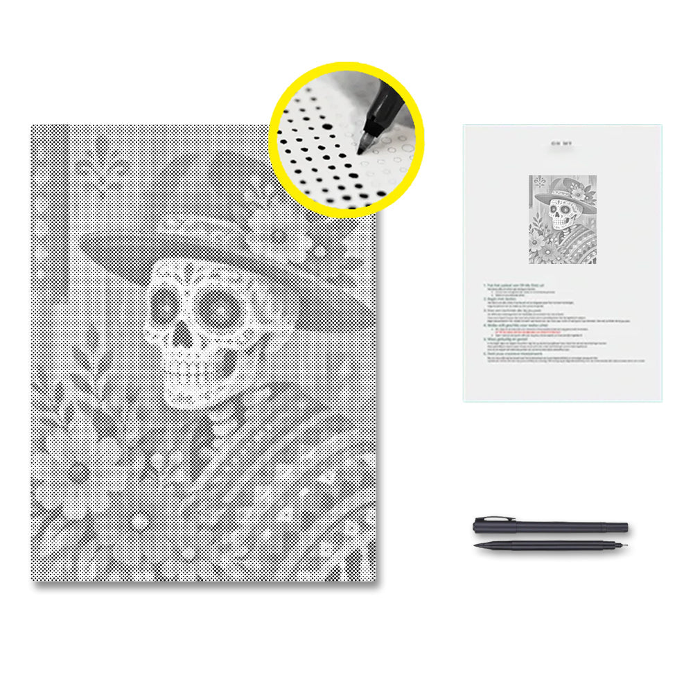 Blumen-Sugar-Skull-Festmahl - Punktmalerei Set