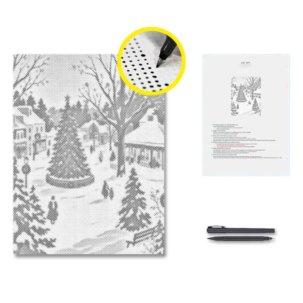 Schneefall im Dezember - Punktmalerei Set
