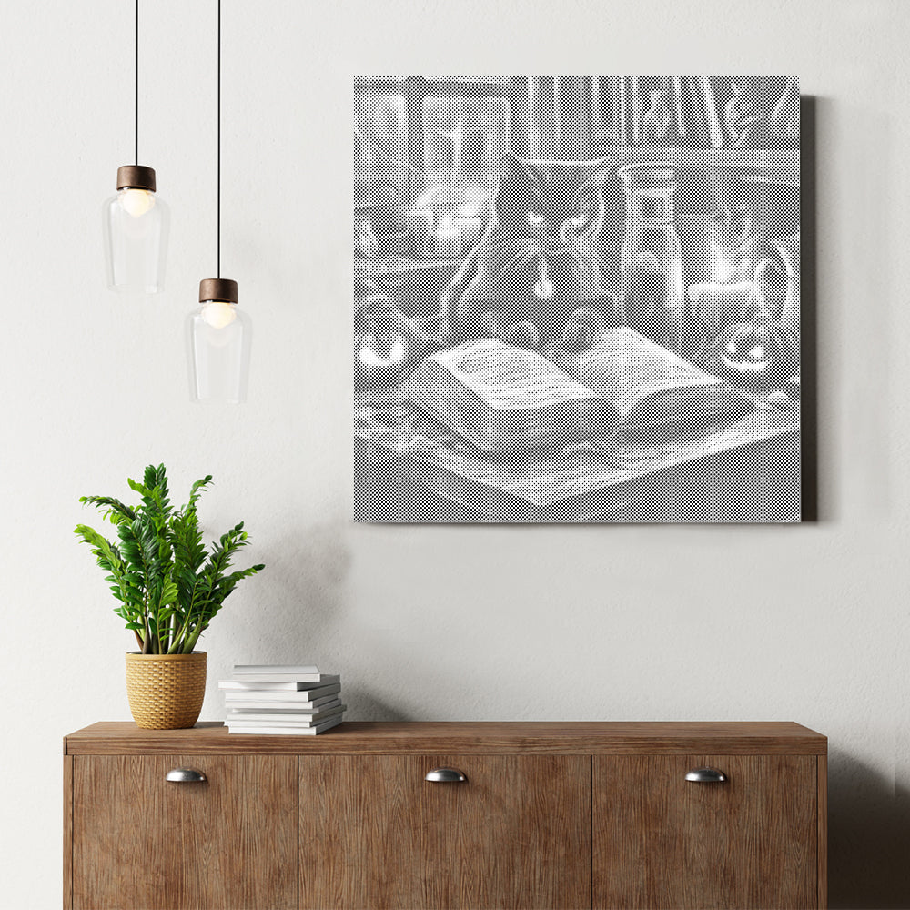 Katze sitzt daneben - Punktmalerei Set