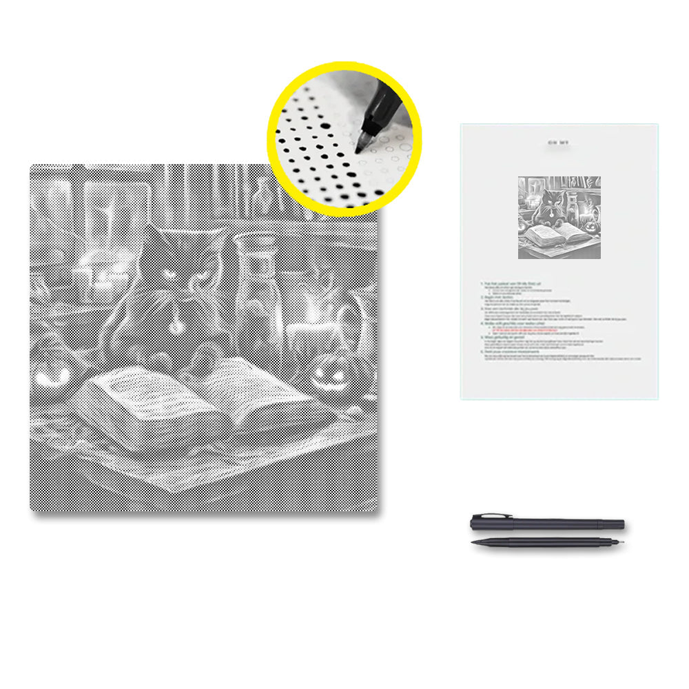 Katze sitzt daneben - Punktmalerei Set