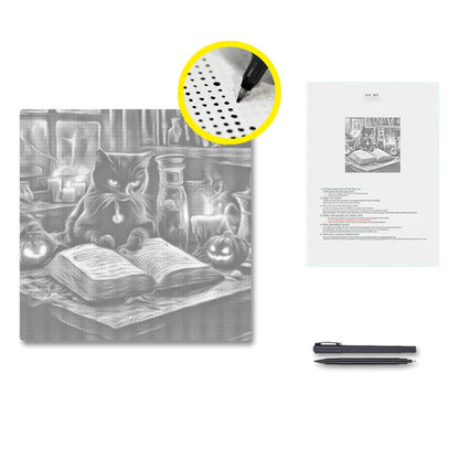 Katze sitzt daneben - Punktmalerei Set