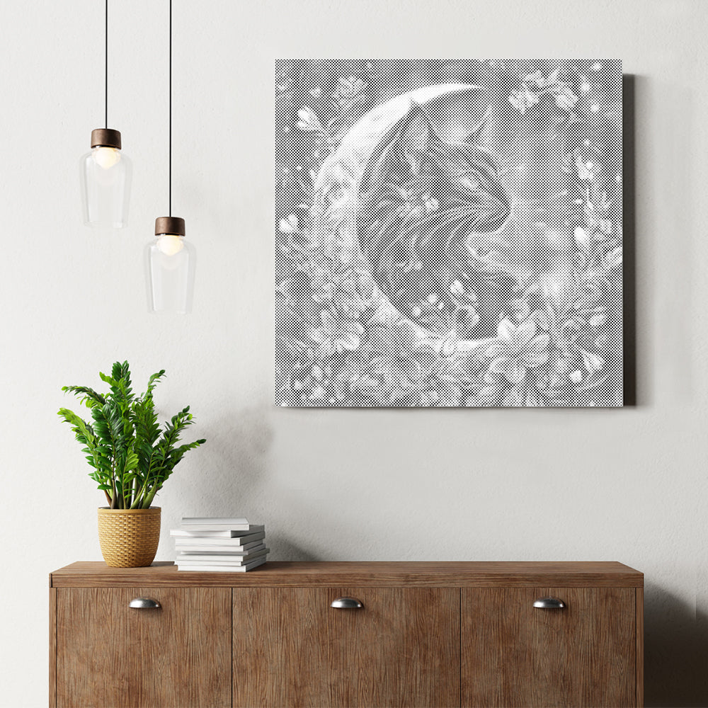 Verzauberte Katze und Mond - Punktmalerei Set