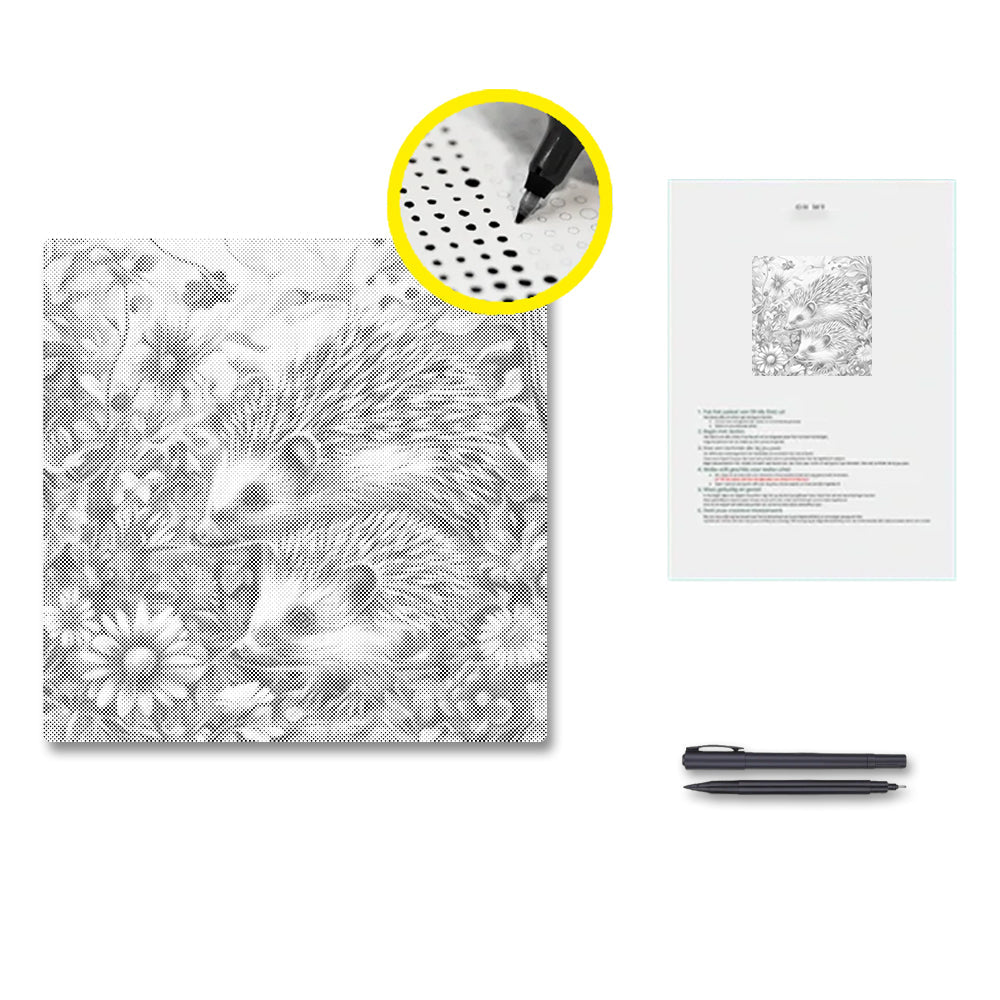 Igel in den Blumen - Punktmalerei Set