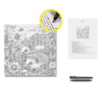 Igel in den Blumen - Punktmalerei Set