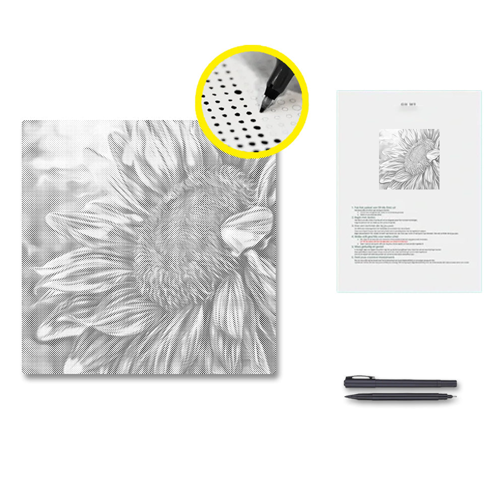 Offene Sonnenblume - Punktmalerei Set