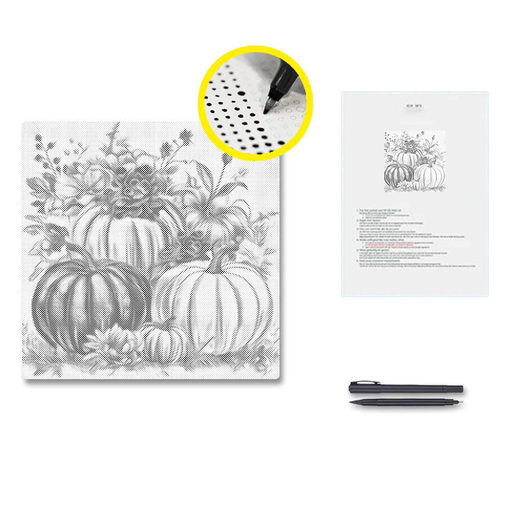 Kürbisse und Blumen - Punktmalerei Set