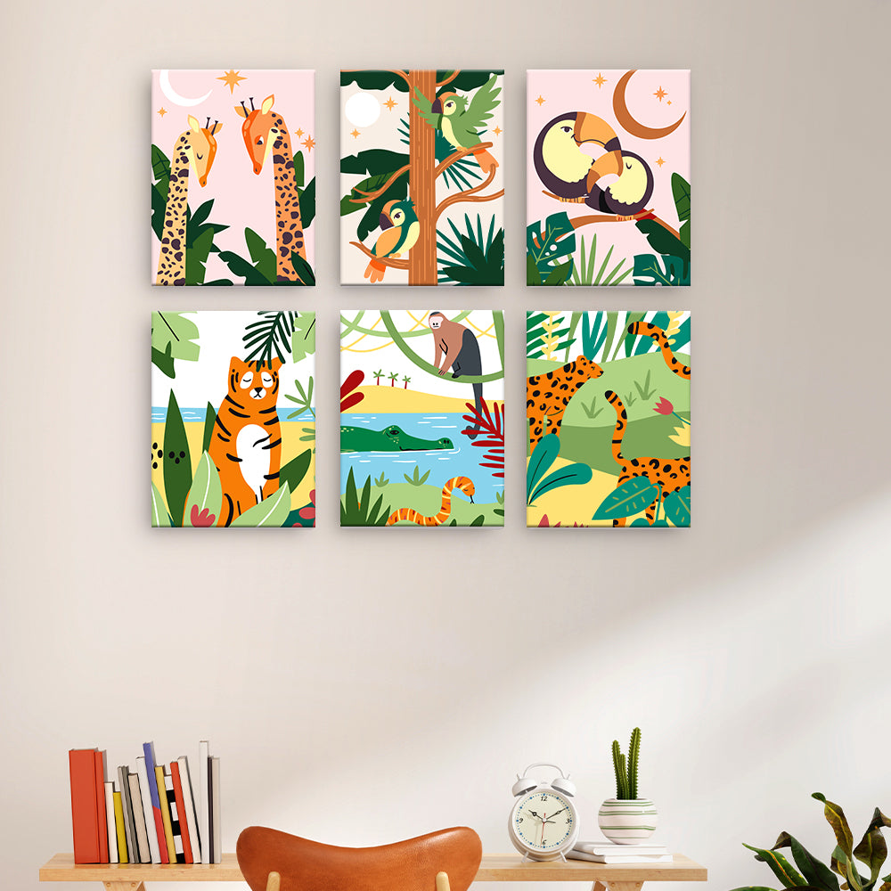 Dschungel-Tier-Collage
