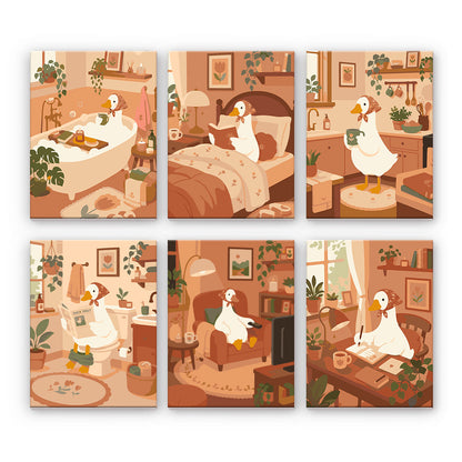 Gemütliche Enten zu Hause