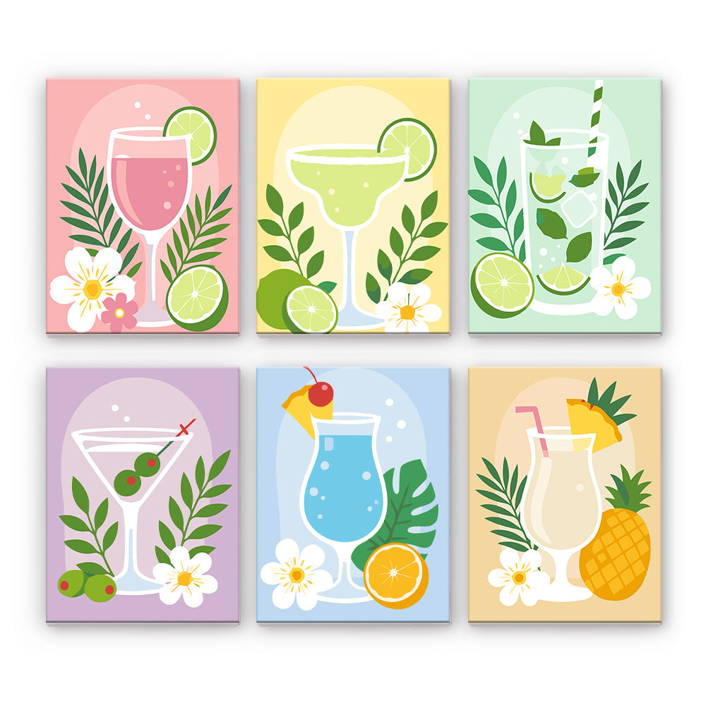 Pastellfarbene tropische Cocktails