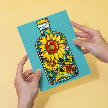 Fles en bloemen – schilderen op nummer